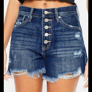 KanCan women’s Denim High-Waisted Distressed Shorts size 28